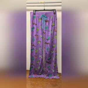 Small Colorful Zebra Lightweight Flared Knit  Cotton Blend PJ Lounge Pants nwt